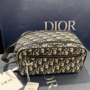 남성디올 토일레트리 자카드 파우치백 베이지