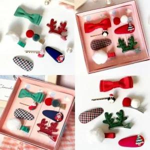 어린이 주니어 키즈 크리스마스선물 헤어핀 머리핀 집게핀 선물 세트 7종 박스포장