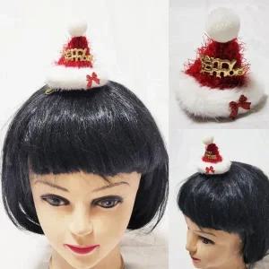 ( )산타모자 머리핀 크리스마스선물 산타헤어핀 파티용품 교회 의상 단체선물 악세사리 꼬깔모자 집게핀