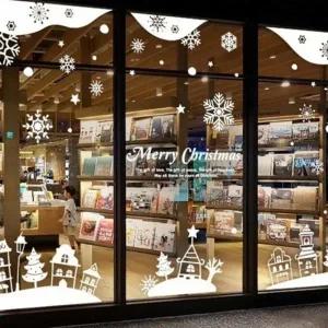 ( )크리스마스스티커 창문눈송이스티커 겨울눈꽃스티커 눈송이스티커 유리 창문 장식 창스티커 카페 겨울눈