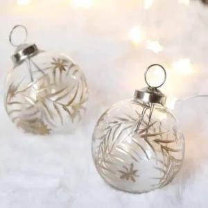 ( )오브제장식 성탄절소품 크리스마스 골드 리프 유리 볼 오너먼트 트리 파티용품 인테리어 연말 꾸미기 장