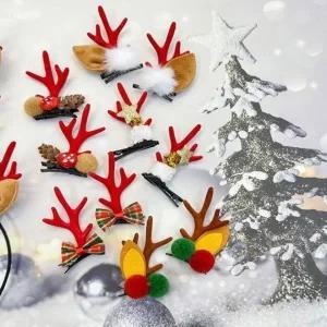 겨울 크리스마스 루돌프 머리핀 뿔 집게 헤어핀 2개