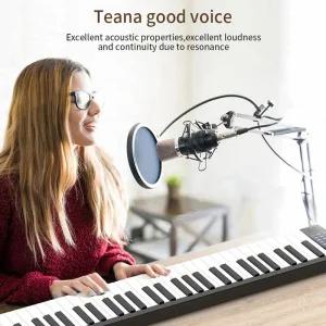 휴대용 디지털 피아노 키보드 LCD 디스플레이 내장 스피커 충전식 배터리 BT 연결 88 키