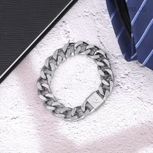 알마니 EGS2905 독수리 엠블럼 스퀘어 빈티지 실버 톤 체인 남자 스틸 팔찌 c