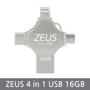 제우스 4 in 1 Multi OTG USB 16G/5핀 C타입 애플8핀 호환