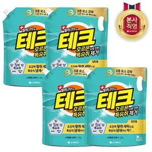 [LG생활건강]테크 호르몬 특유취 제거 실내건조 액체세제 일반 리필 2L x 4개
