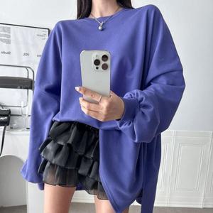 |KST898E|빅사이즈 라운드넥 통소매 여자롱티 옆트임 비비드