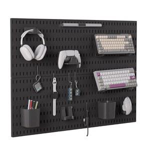글리깅 컨트롤러 및 키보드 홀더 벽걸이, 액세서리가 포함된 모듈식 게이밍 페그보드, Xbox PS5 PS4 스위치용 벽 정리 비디오 게임 스토리지(33 22
