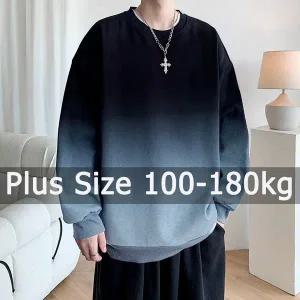 후드티 오버핏 후드집업 빅사이즈 남성 스웨트 셔츠 110-180kg 5XL/6XL/7XL 루즈 그라데이션 라운드 칼라