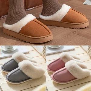 겨울 슬리퍼 사무실 스웨이드 발편한 여성 털 신발 푹신한 앞막힌 회사 통굽 실내화 뮬