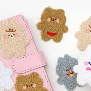 다이어리패브릭패치 보들보들 입체 8p 깜찍한 데코소품