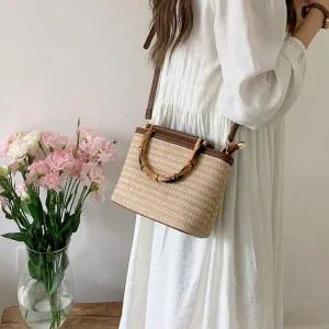 [피커]핸들 여자 토트백 밀짚 크로스백 여성토트백 라탄백