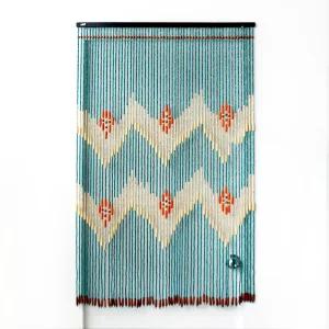 나무 구슬문발 블루 목각발 l 현관발 나무발 우드볼 업소용문발 공간분리 빈티지 벽장식