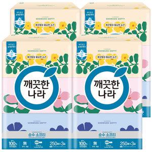 깨끗한나라 순수 소프티 미용티슈 250매x3입 4팩