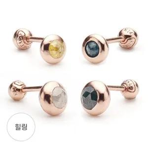 [도로시]14k 도톰 베즐 러프 다이아몬드 피어싱 1개_소자 H)