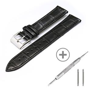 [타임뷰] 스퀘어버클 가죽시계밴드 시계줄 블랙 12mm 14mm 16mm 18mm 20mm 22mm 24mm