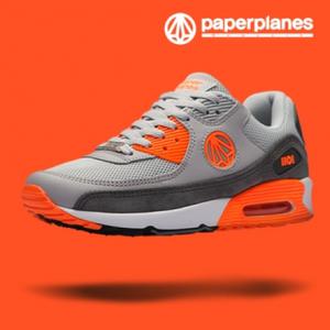 (PP1101 리미티드)페이퍼플레인 라이트그레이네온오렌지 천연소가죽 에어 운동화/런닝화/스니커즈