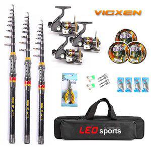 [빅센]원투세트 C세트 낚시대3개 릴3개 줄 바늘세트 릴대