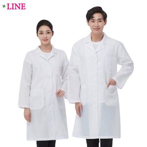 라인 하얀 의사 가운/미용시험 네일 약사 위생 가운