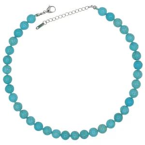 터키석 원석 비즈 목걸이 써지컬스틸 하늘색 10mm