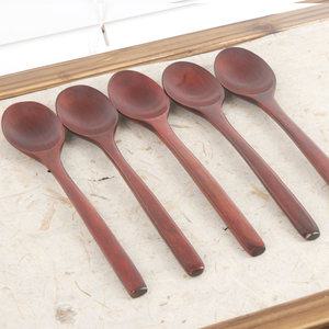 원목 옻칠 나무숟가락 5벌 j  / 나무수저 스푼 수저세트 숟가락