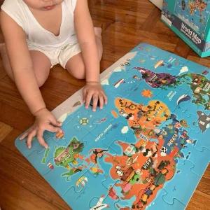 [클래식월드] 세계지도퍼즐48피스 유아 어린이 세계 지리 지도 퍼즐 놀이 학