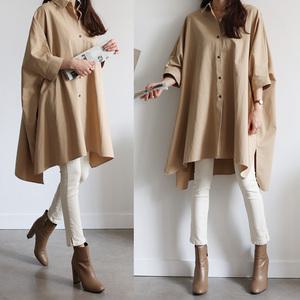 하늘바라기_여성용 라메블 사각 판초 롱 셔츠