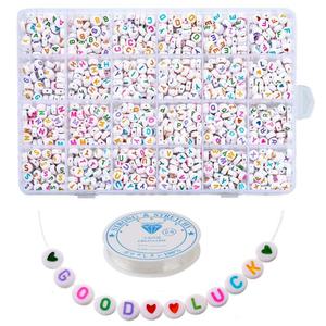 알파벳 이니셜 비즈 세트 마스크 스트랩 목걸이 공예 재료 비즈 1200pcs