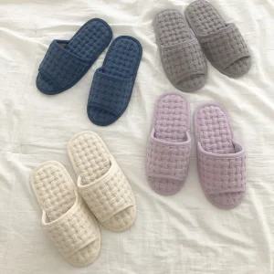워셔블 와플 면 거실화 실내화 슬리퍼 폭신한 사무실 학교 층간소음 방지