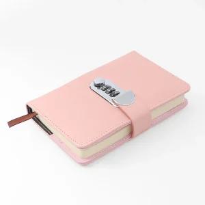 레더 비밀번호 다이어리형 수첩(핑크) 유선노트