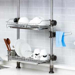 씽크선반400 2단(골드-스텐쟁반) 식기건조대