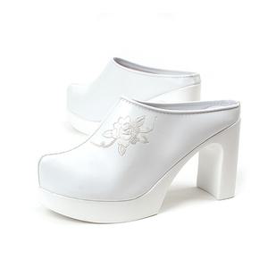 9cm 통굽 꽃자수 한복슬리퍼 한복신발 결혼식 웨딩슬리퍼 웨딩슈즈 - 백힐