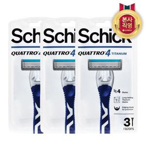 쉬크 쿼트로4 티타늄 휴대용 면도기 3입 x 3개