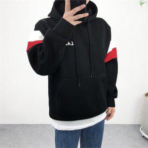 [엠클로] 남자 오버핏 네오프렌 레터링 배색맨투맨 남여공용 후드티셔츠 5컬러_P075841894