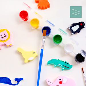 원통형 미니 아크릴 물감 6색 붓세트 휴대용