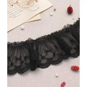 패션스타트 [주름] 파빌로나 스캘럽 오간자 주름 자수레이스_블랙 209 (44469)