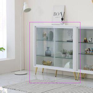 [모던탑21]골드-슬림 슬라이드 1000 유리 장식장 미닫이 거실 진열장