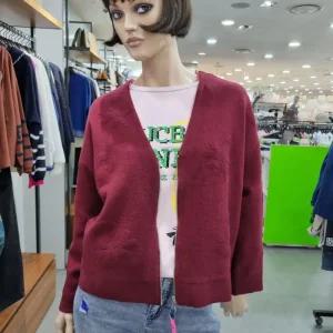 베네통/애플아울렛/네온 배색 안감 엠보 V넥 가디건/BAKC11141