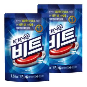 CJ라이온 비트 일반 1.5KG 2개 가루세제 리필 파우치