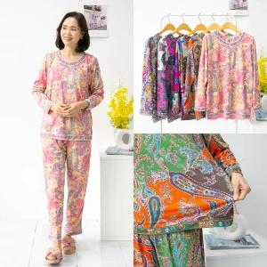 엄마옷마미소 꽃 나염 한벌 국내생산 상하 세트 실내복 할머니 빅사이즈 40 70 마담 중년 여성 옷