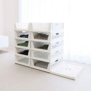 [보리보리/가쯔]오픈 슬라이딩 수납정리함 리빙박스 폴딩박스 M 6개