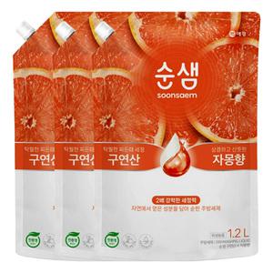 순샘 구연산X자몽 주방세제 리필 1.2L X 3개