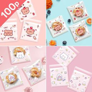 (100장)인스 OPP포장지 접착 비닐 봉투 2종 간식 베이커리 쿠키봉투 10 x 10 cm