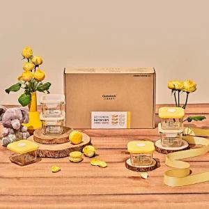 베이비 눈금 이유식용기 210ml 혼합 6조 선물세트 (노랑)