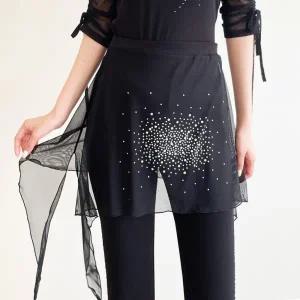 [까르죠아]까르죠아 보석 망사 랩 스커트 스포츠 사교 라틴 살사 줌바 차차차 댄스복 연습복