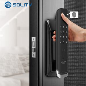 웰콤 [패스온] PASS ON 지문인식 무타공푸시풀 카드키2+번호키 블루투스(옵션) 빌라 현관문 디지털도어락