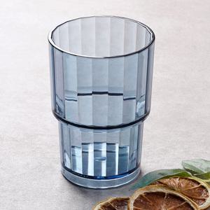 PC 세로줄 플라스틱 컵 블루 카페 업소용 다회용 음료수 물컵