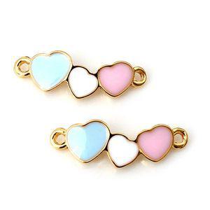 싼비즈 [7459-01]에폭펜던트 하트세개양고리 21x7mm 파스텔골드 ,1개