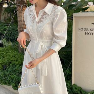 [플로렌]레이디스 롱 셔츠 슬림 드레스