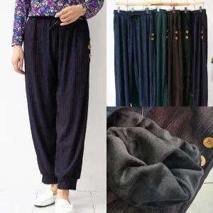 엄마옷 마미소 단추 몸빼 바지 기모 봄가을 주름 편안한 밴딩 할머니 빅사이즈 40 70 마담 중년 여성 옷